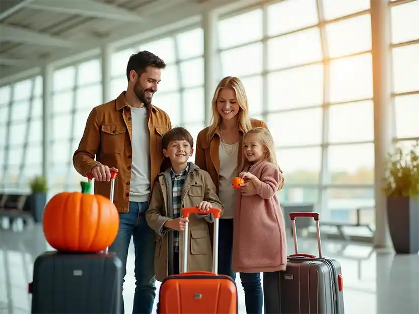 Family preparing for a holiday flight